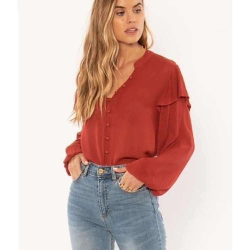 Amuse Society Revolve Lana Blouse Long Sleeve